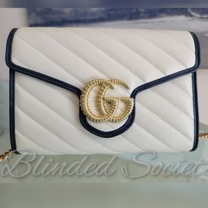 ☆☆SOLD☆☆ Gucci GG Marmont Chain Wallet Crossbody Bag Mystic White